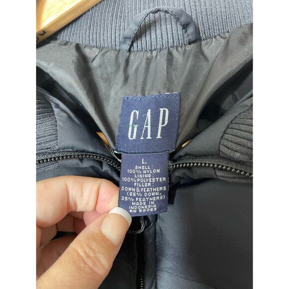 GAP Y2K Black Down Jacket Womens Large Puffer - Picture 5 of 5